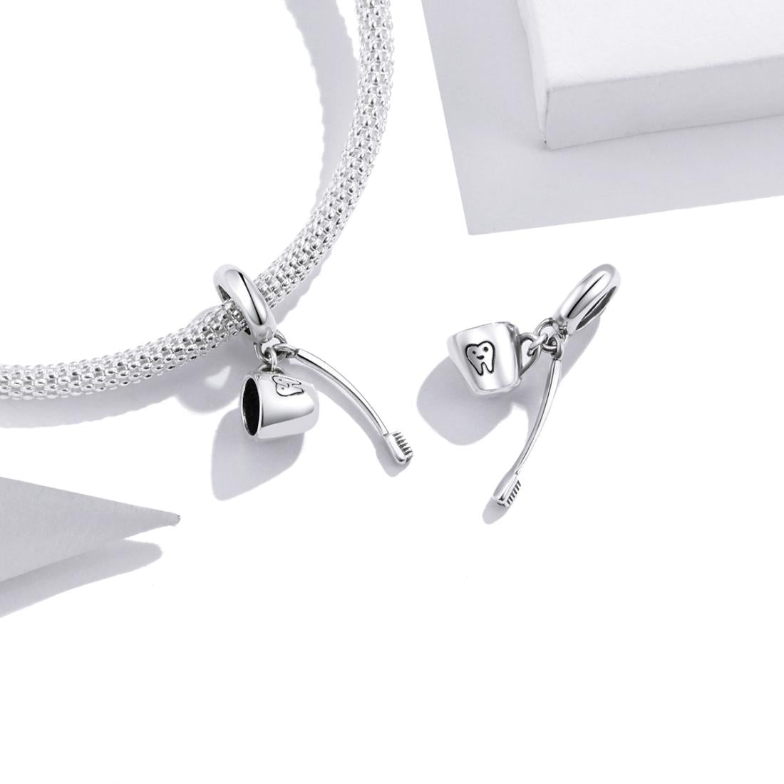 925 Sterling Silver Diy Toothbrush Cup Pendant 7