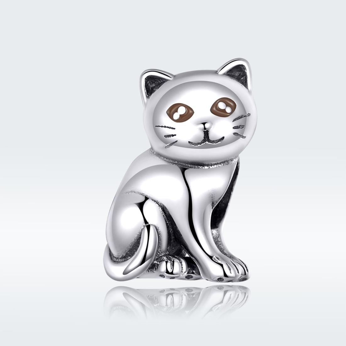 925 Sterling Silver Adorable Cat Beaded Bracelet 3