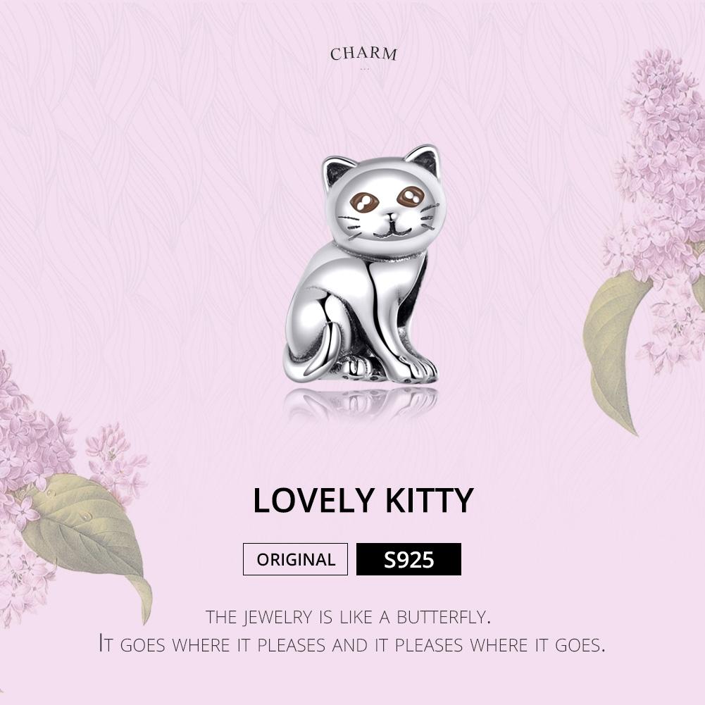 925 Sterling Silver Adorable Cat Beaded Bracelet 4