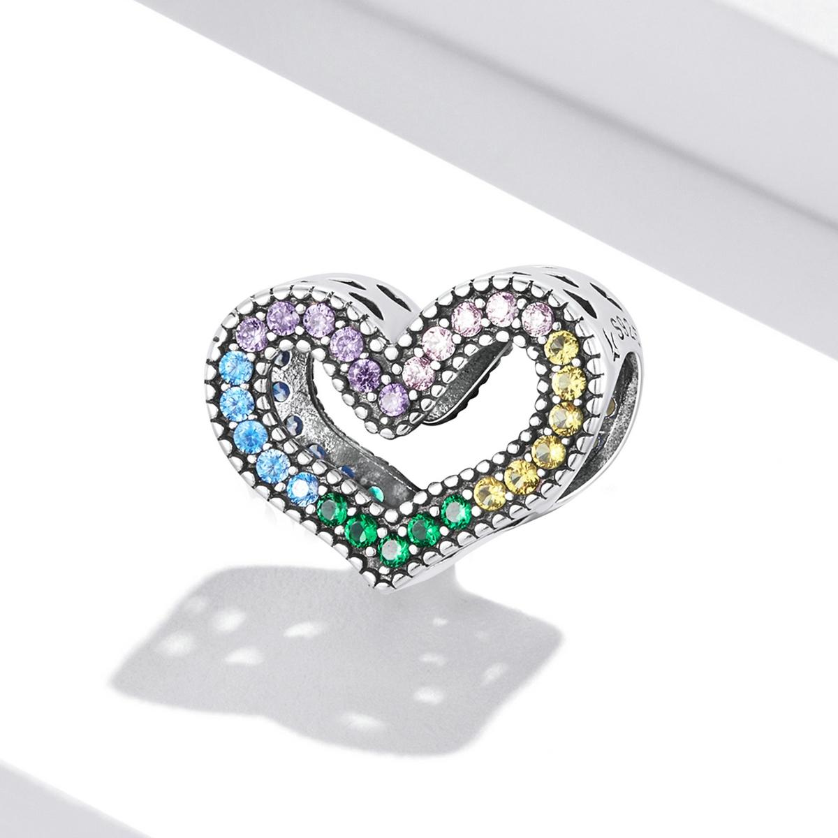925 Sterling Silver Rainbow Heart Beads For Diy Bracelets & Necklaces 3