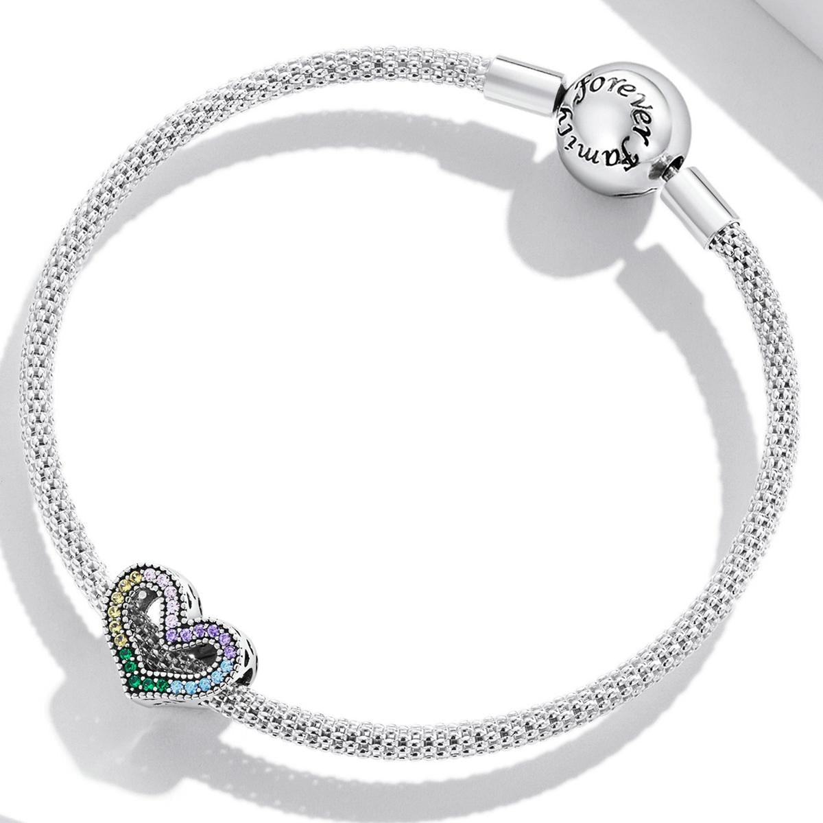 925 Sterling Silver Rainbow Heart Beads For Diy Bracelets & Necklaces 7