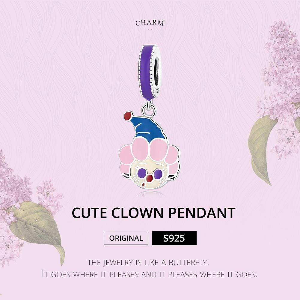 925 Sterling Silver Clown Pendant For Diy Bracelets & Necklaces 3