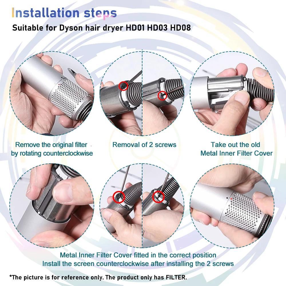 Metal Inner Filter & Screwdriver Set For Dyson Hd03 / 08 / 15 Hair Dryer 7