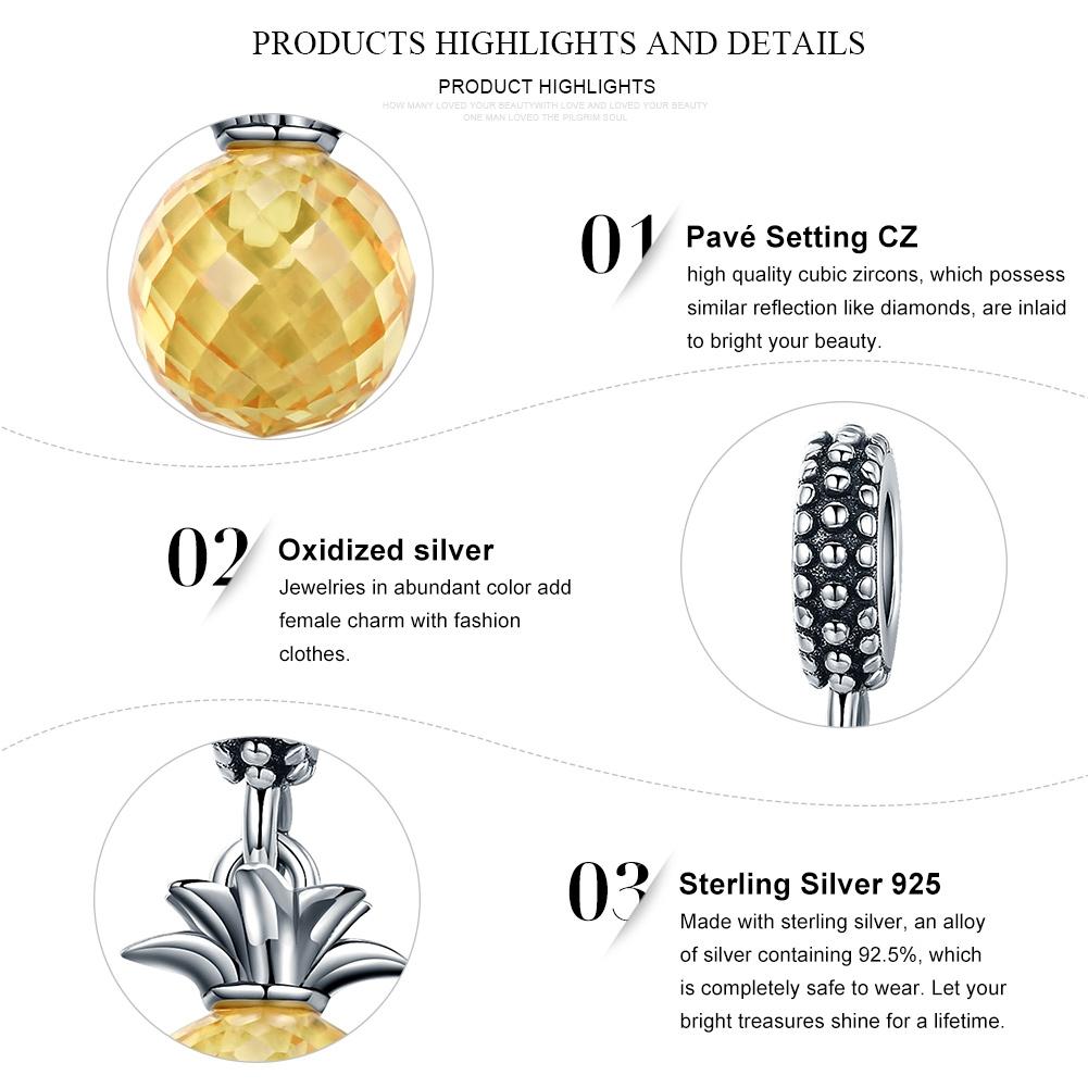 925 Sterling Silver Pineapple Charm For Diy Bracelets 5