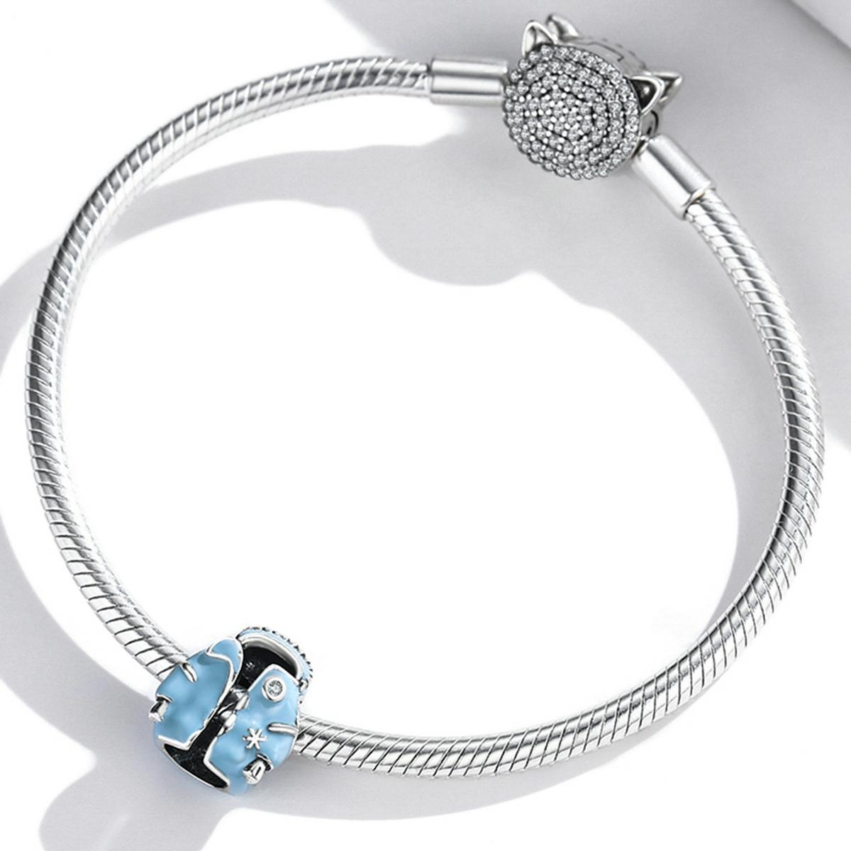925 Sterling Silver Sky Blue Bead Bracelet / Necklace Set 7
