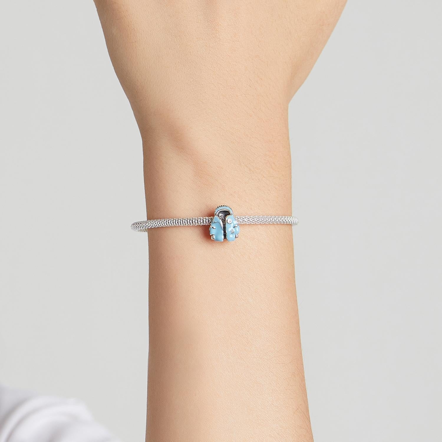 925 Sterling Silver Sky Blue Bead Bracelet / Necklace Set 8