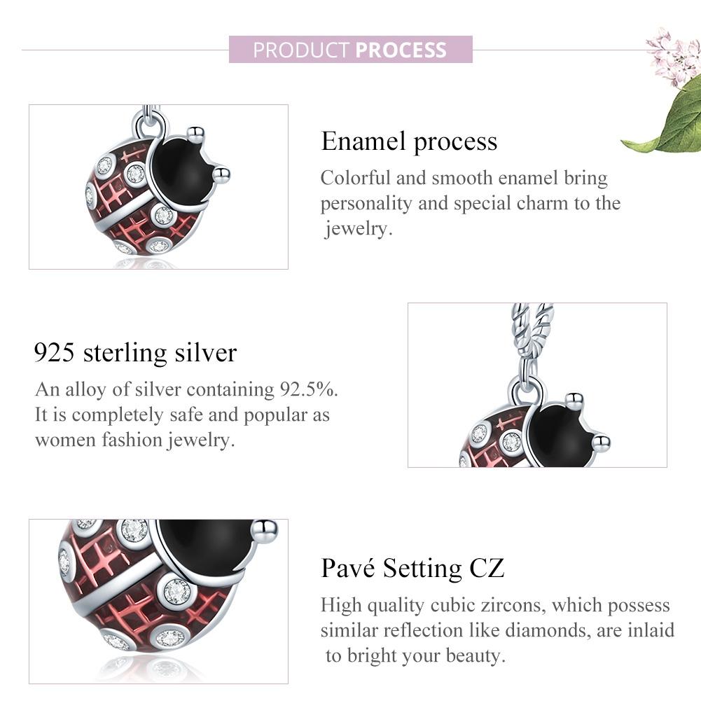 925 Sterling Silver Ladybug Pendant For Bracelets & Necklaces 5