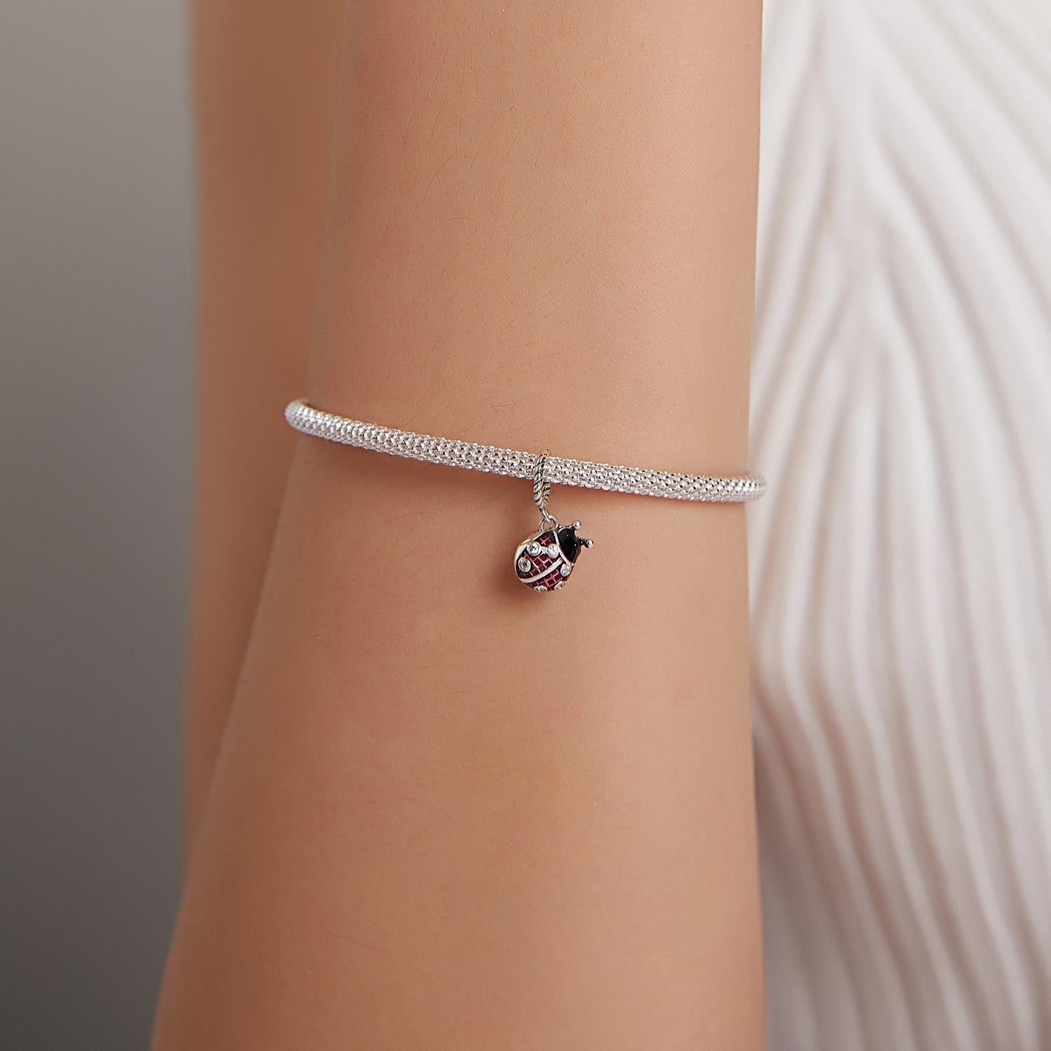 925 Sterling Silver Ladybug Pendant For Bracelets & Necklaces 8