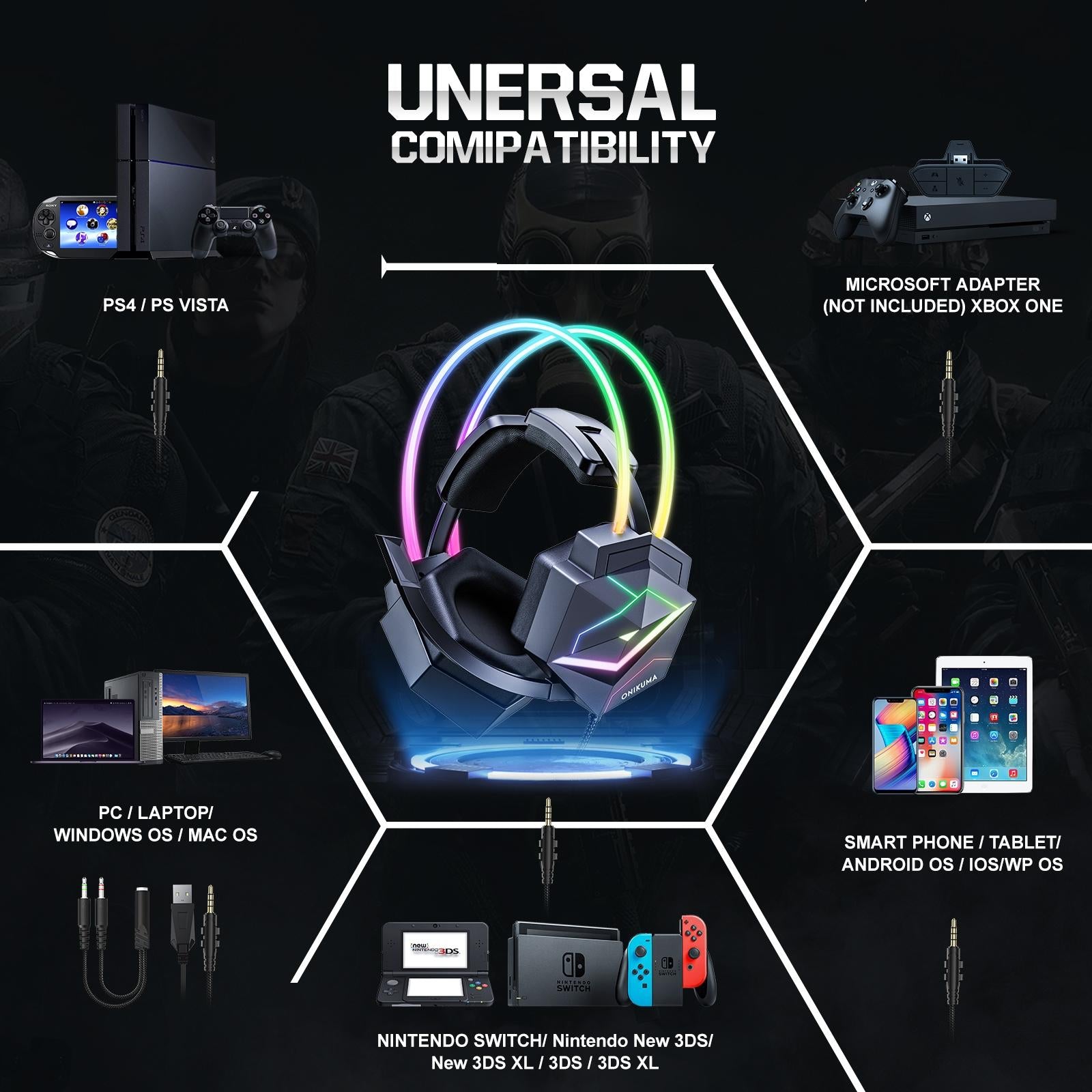 Colourful Wired Gaming Earphones 1.8M Length 9