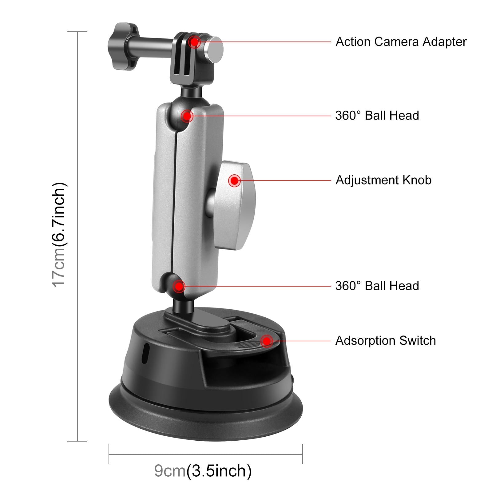 Suction Cup Arm Mount with Adapter and Screw 3