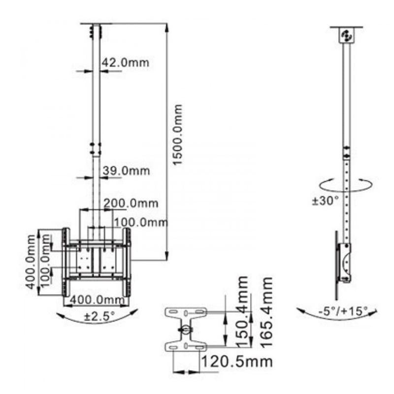 Telescopic Tv Hanger for 32-65 Inch Lcd Ceiling Mount 8