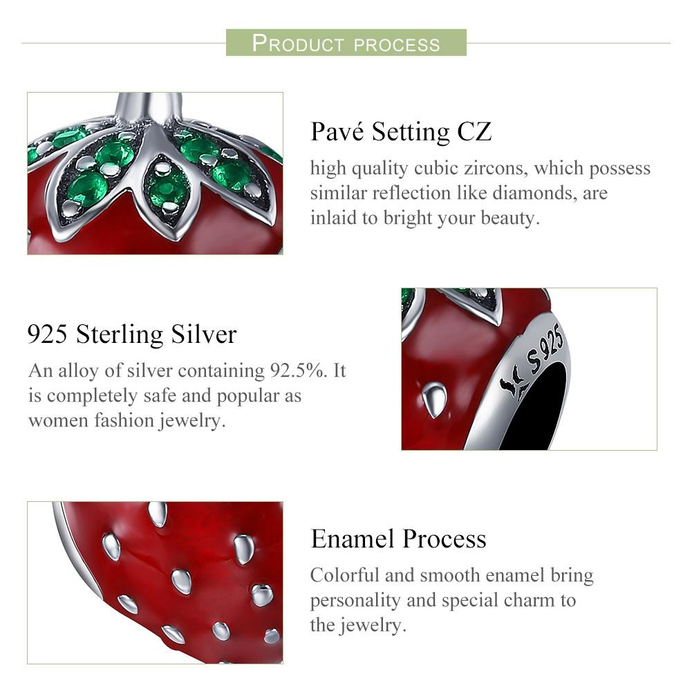 925 Sterling Silver Strawberry Beads For Diy Bracelets 5