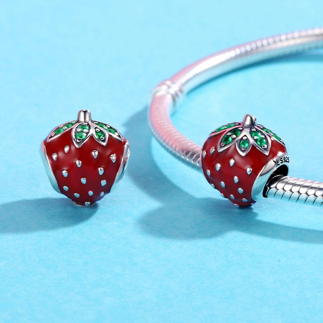 925 Sterling Silver Strawberry Beads For Diy Bracelets 6