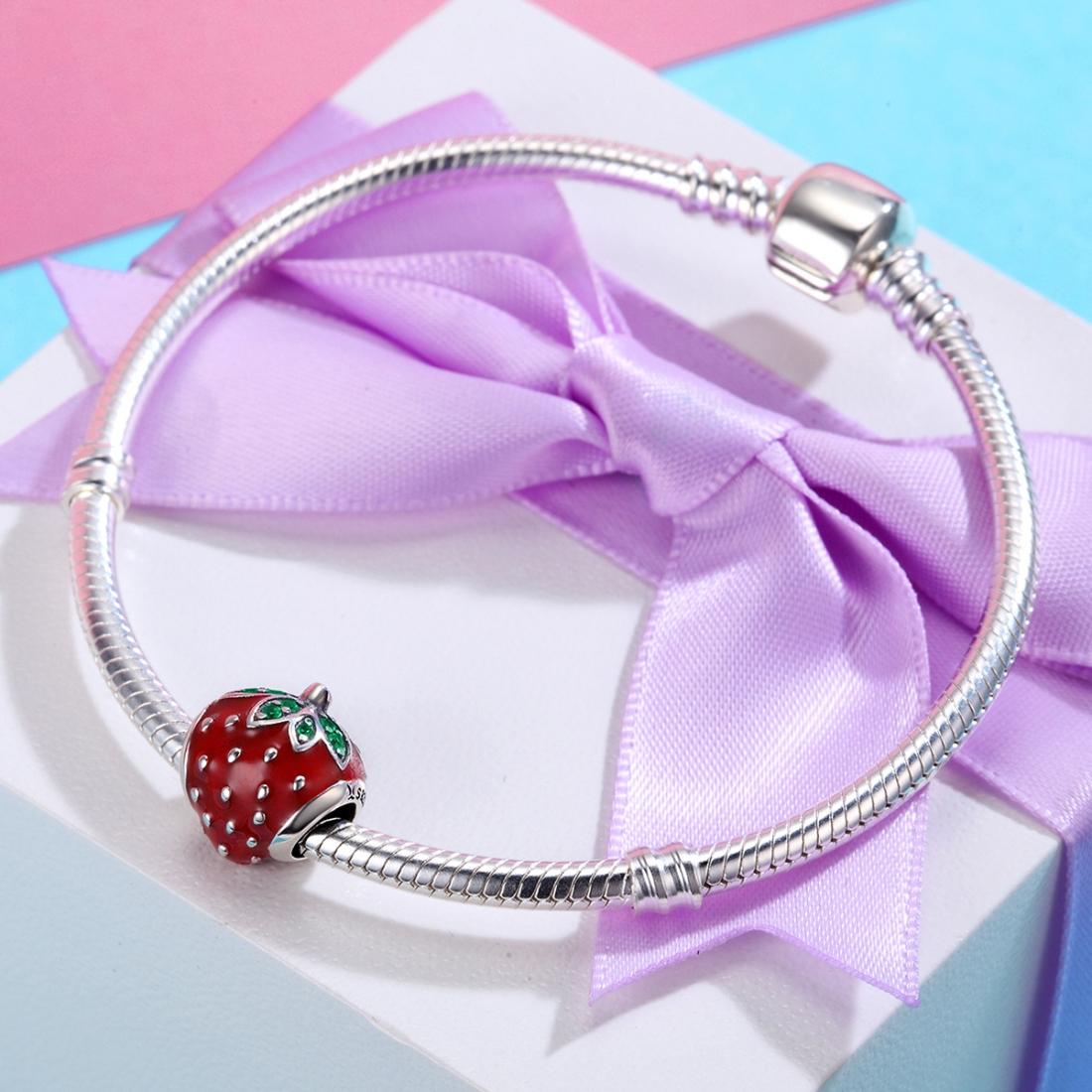 925 Sterling Silver Strawberry Beads For Diy Bracelets 7