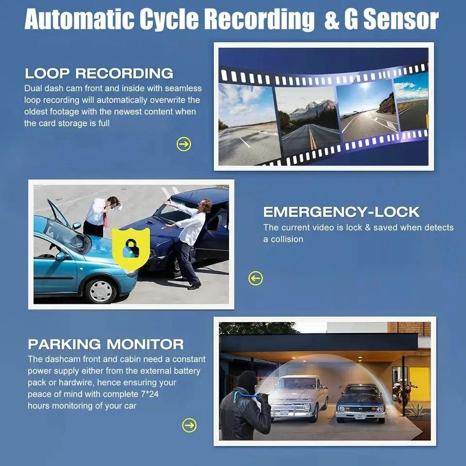 1080p 3-record Driving Recorder with 2 Screen 7