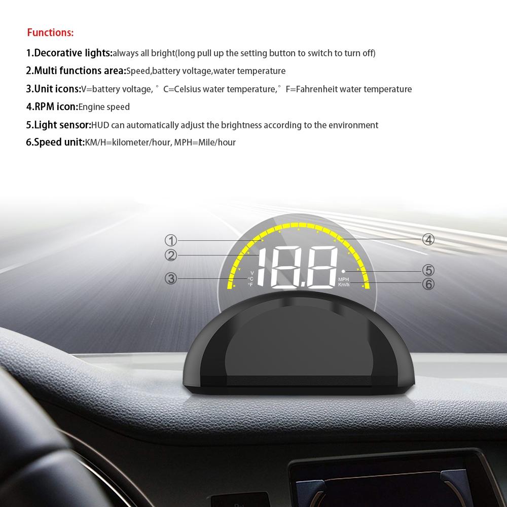 Universal Car Obd2 Hud 2.6 Inch Vehicle Head Up Display 7