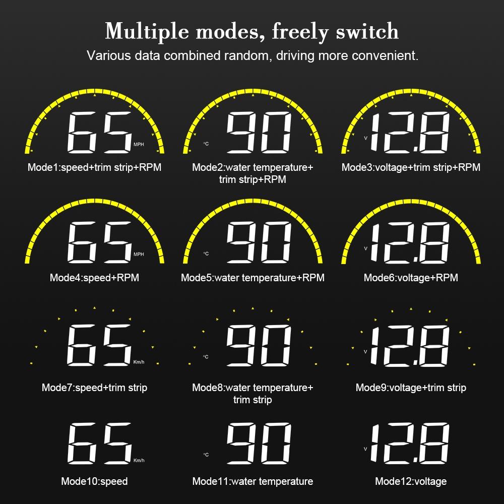 Universal Car Obd2 Hud 2.6 Inch Vehicle Head Up Display 8