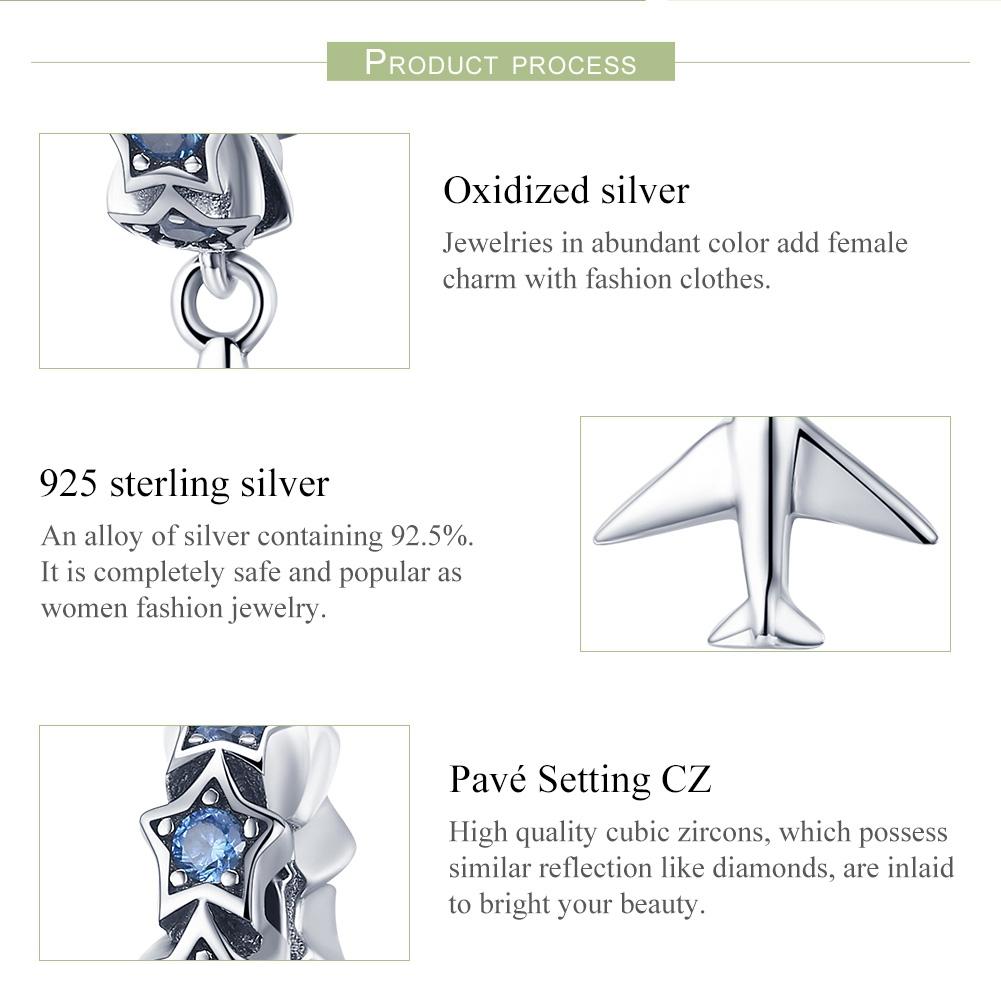 925 Sterling Silver Diy Airplane Star Pendant 5
