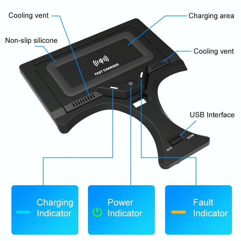 Wireless Car Charger for Bmw 3 Series 2020-2022 - 10w Qi Quick Charge 3