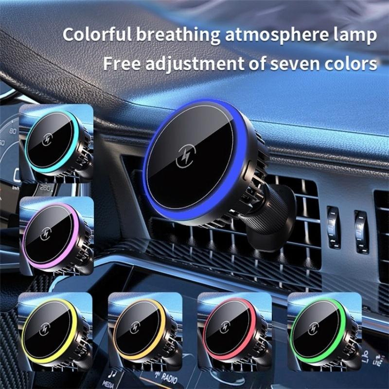 Wireless Car Charger with Rgb Light and Magnetic Air Outlet 4