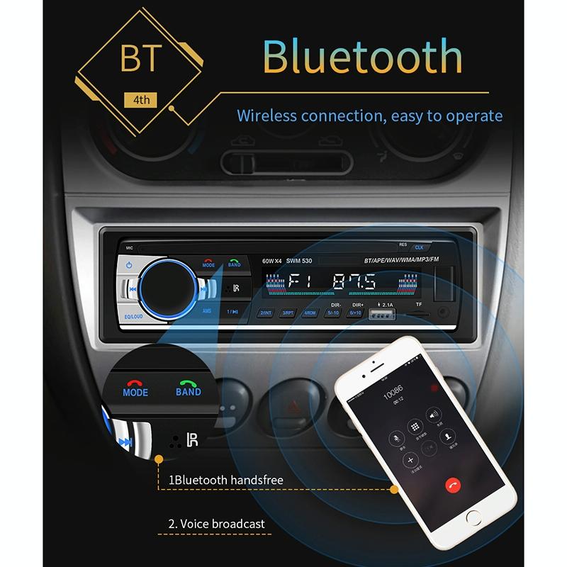 12V Car Dual Usb Charger Radio Receiver Mp3 Player Fm & Bluetooth Remote Control 4