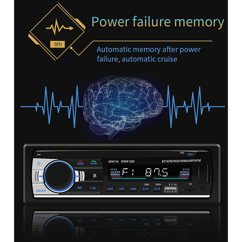 12V Car Dual Usb Charger Radio Receiver Mp3 Player Fm & Bluetooth Remote Control 7