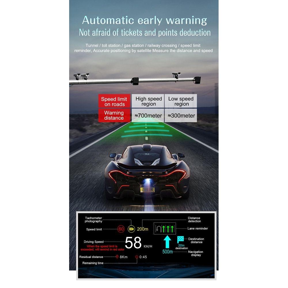 Car Hud Display Compass Speed Temp Voltage Alarm Navigation Obd2 + Gps 4