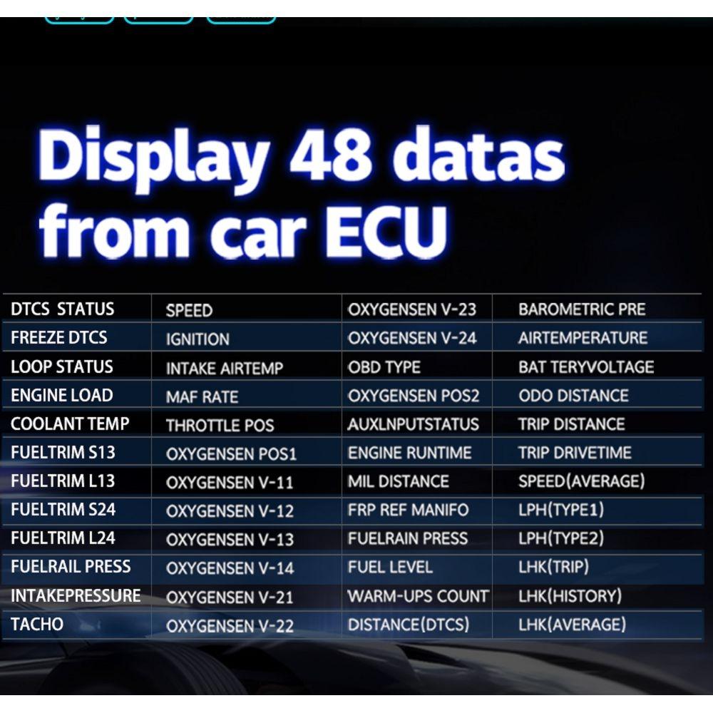 Car Hud Display Compass Speed Temp Voltage Alarm Navigation Obd2 + Gps 9