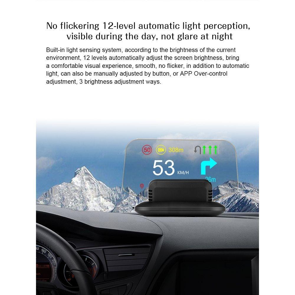 Car Hud Display Compass Speed Temp Voltage Alarm Navigation Obd2 + Gps 12