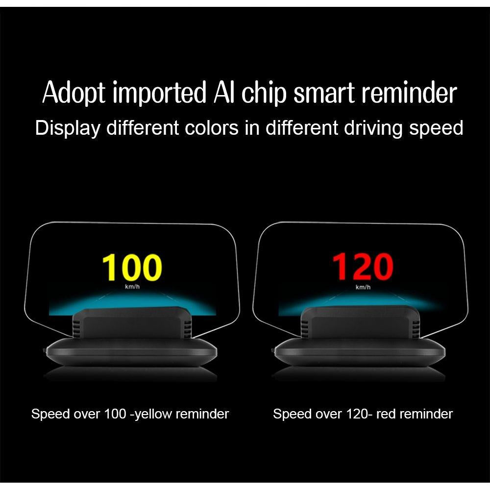 Car Hud Display Compass Speed Temp Voltage Alarm Navigation Obd2 + Gps 13