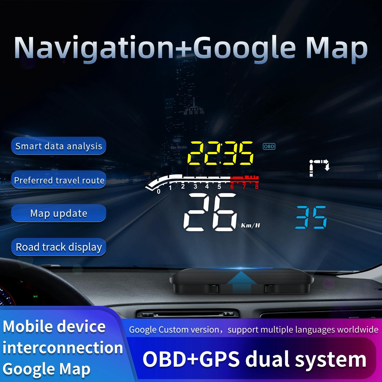 Car Obd2 Hud Head Up Display Gps Speed Meter With Speed Voltage And Water Temp Speed Alarm 6