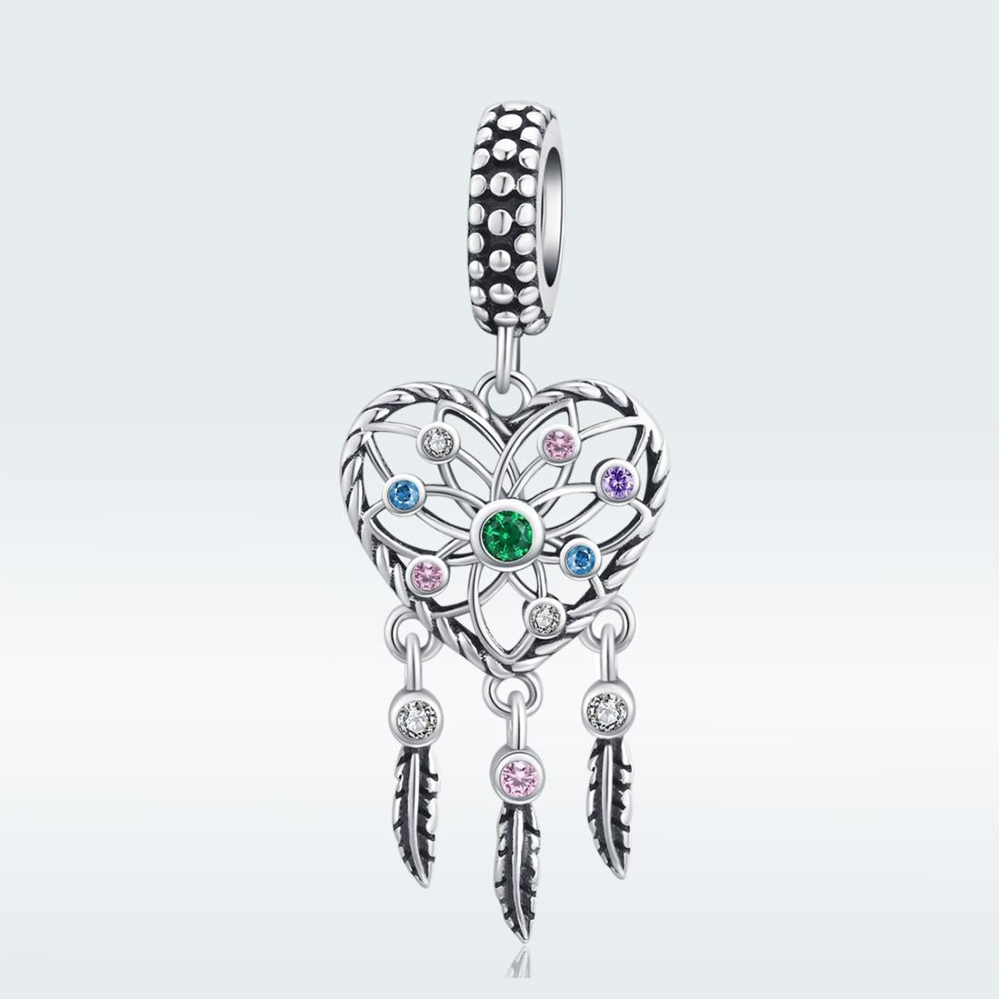 925 Sterling Silver Tassel Dream Catcher Bracelet Charm 3