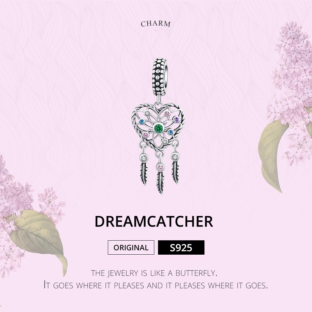 925 Sterling Silver Tassel Dream Catcher Bracelet Charm 4