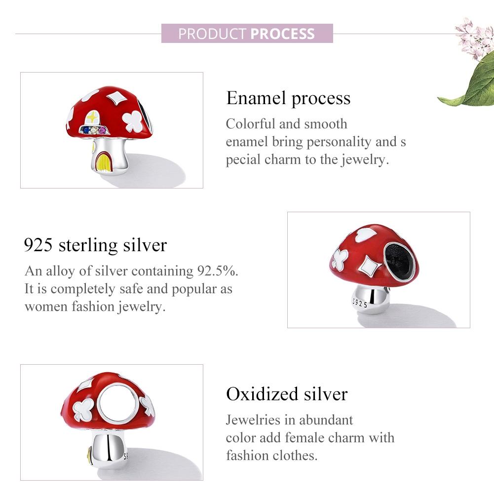 925 Sterling Silver Mushroom House Beads For Diy Bracelets & Necklaces 5