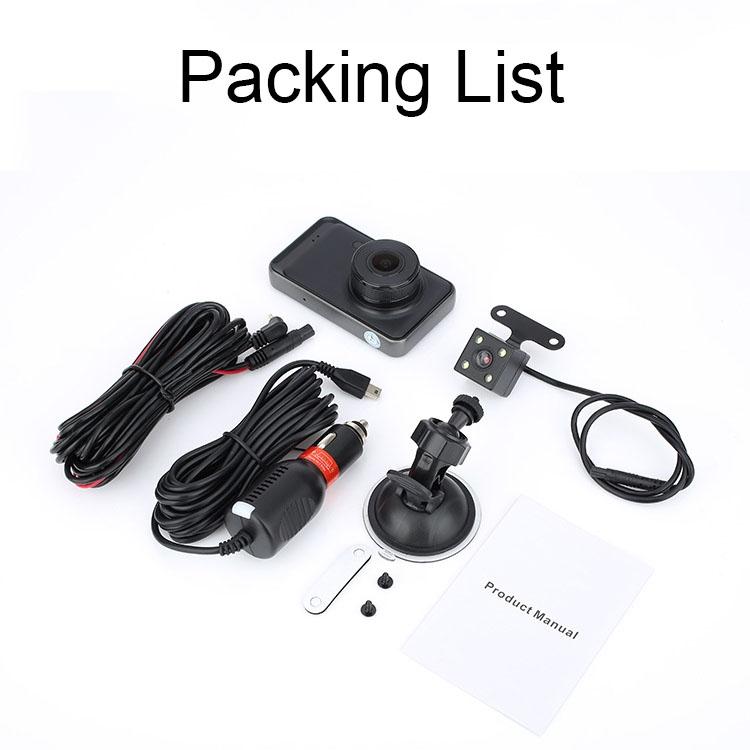 1080p Hd Dual-lens Driving Recorder with Motion Detection - 3 Inch 7