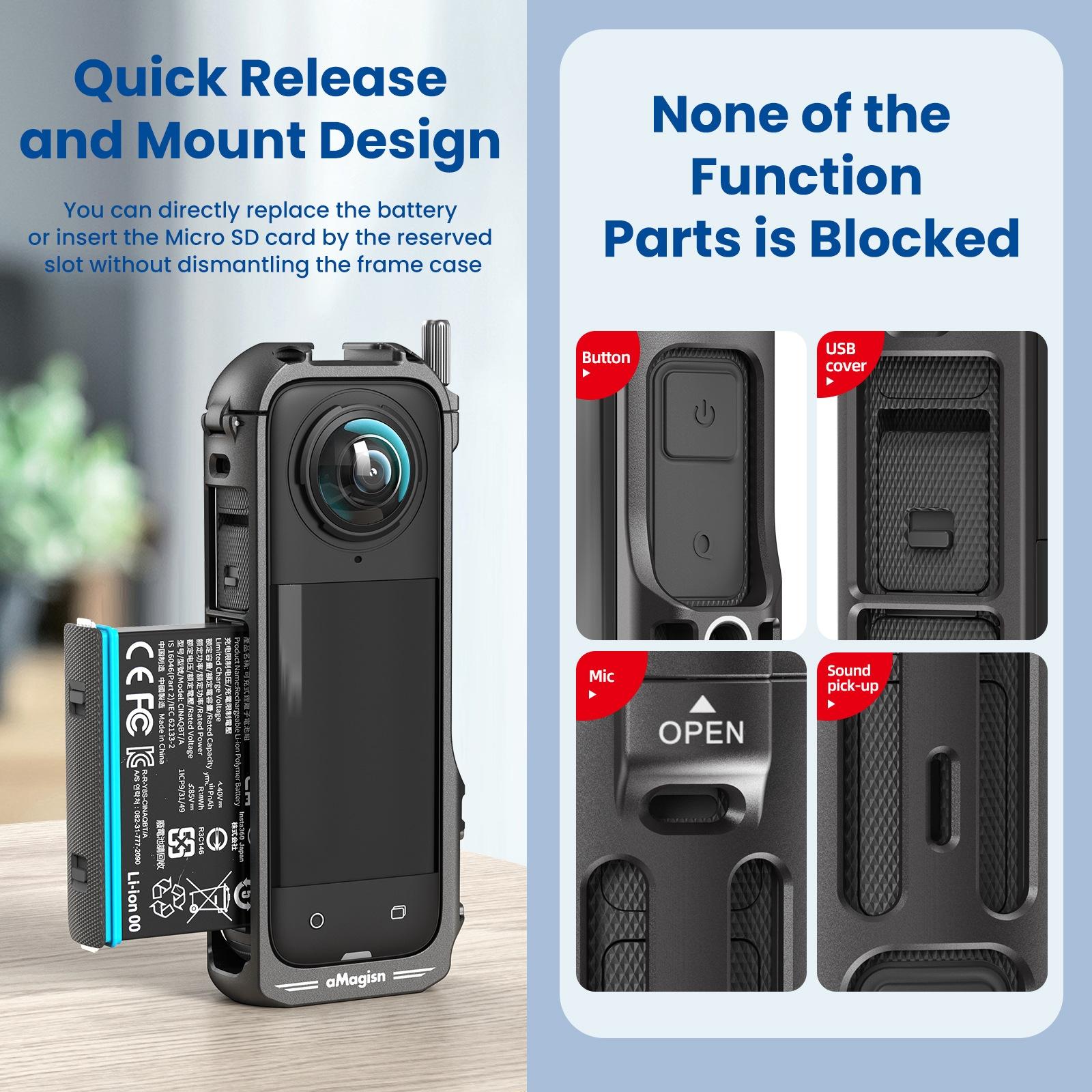 Amagisn Metal Protective Housing for Insta360 X4 - Quick Release 11