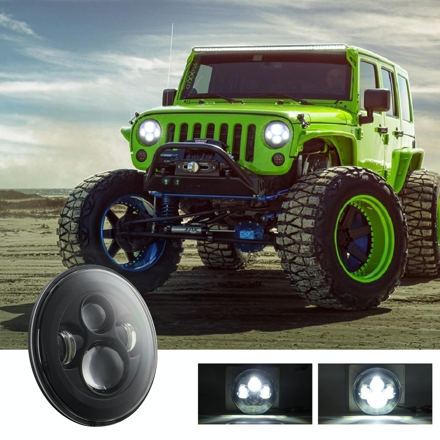 7 Inch H4 / H13 Dc 9V - 30V 4000Lm 6000K 40W 7 Inch Car Round Shape Led Headlight Lamps For Jeep Wrangler 4