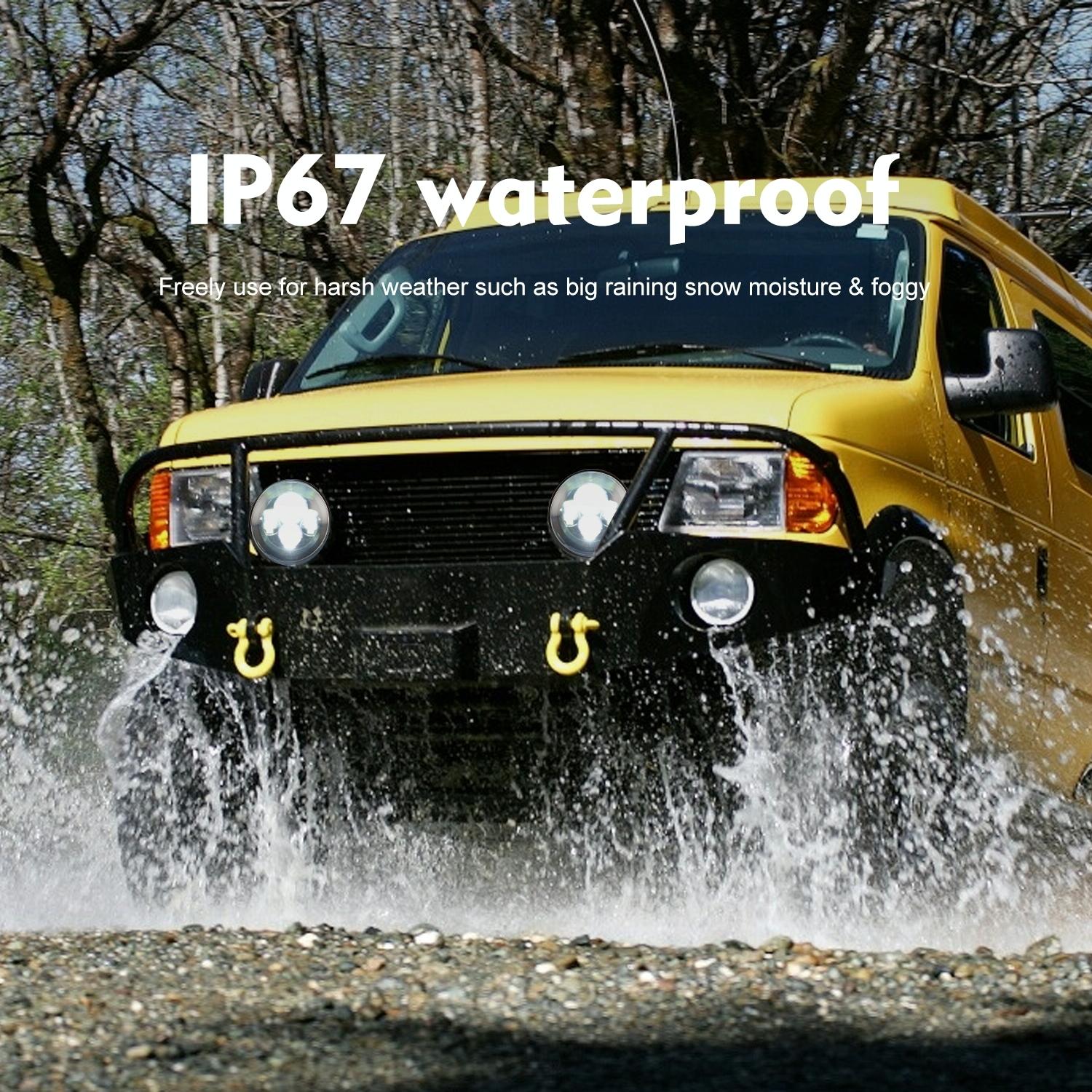 7 Inch H4 / H13 Dc 9V - 30V 4000Lm 6000K 40W 7 Inch Car Round Shape Led Headlight Lamps For Jeep Wrangler 10