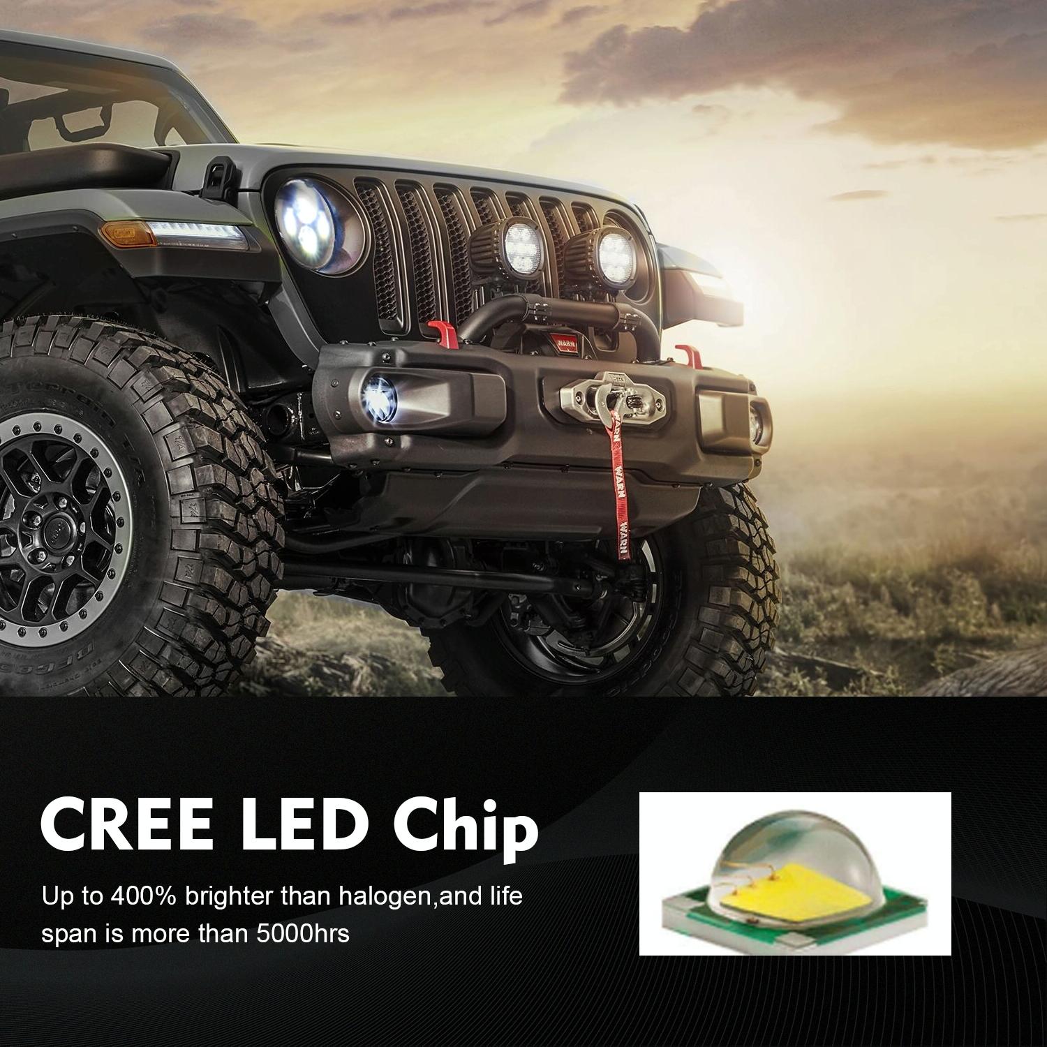 7 Inch H4 / H13 Dc 9V - 30V 4000Lm 6000K 40W 7 Inch Car Round Shape Led Headlight Lamps For Jeep Wrangler 11