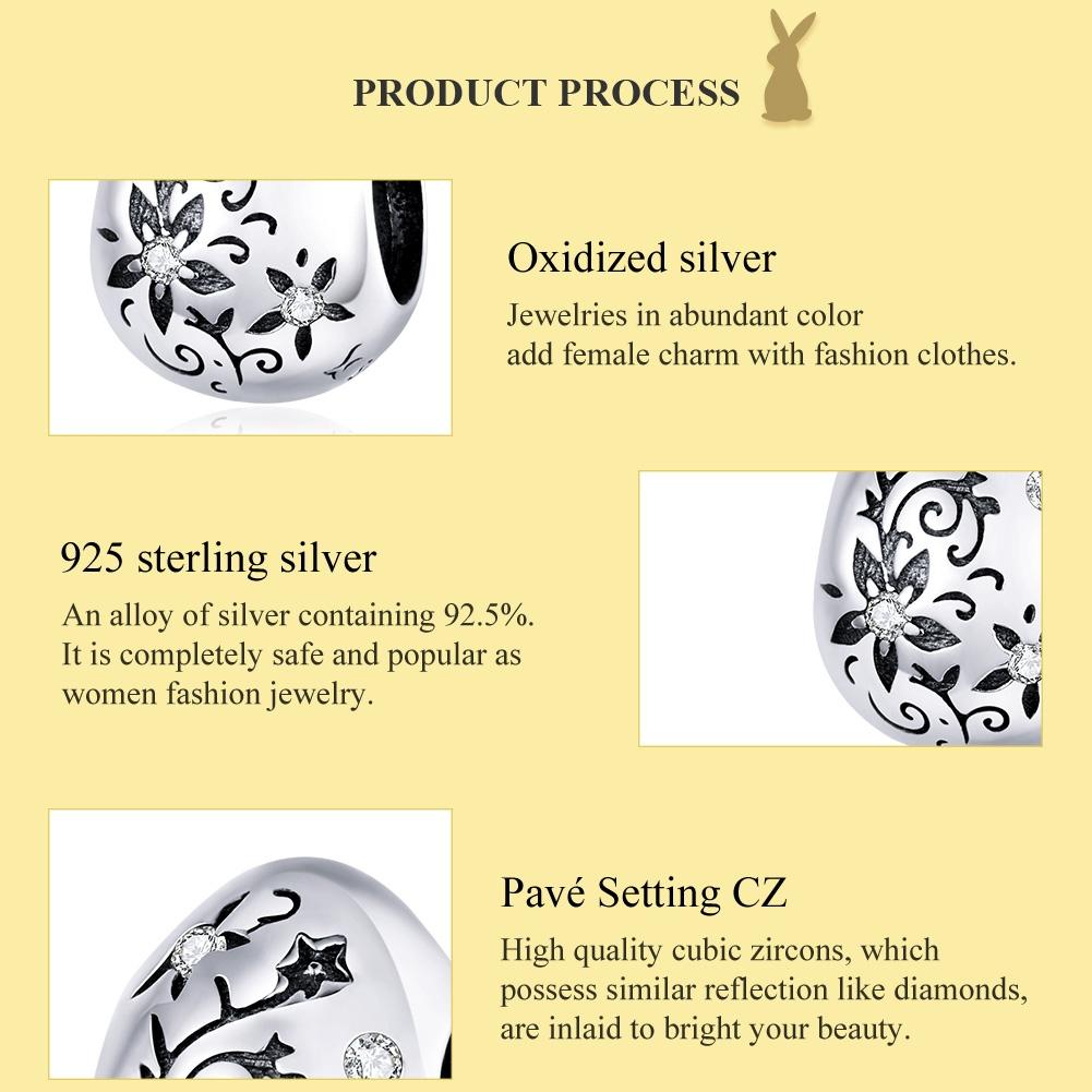925 Sterling Silver Retro Easter Egg Diy Bracelet Beads 4