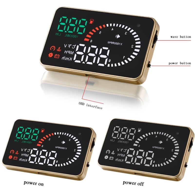 3.5 Inch Car Obdii / Euobd Hud Vehicle Mounted Head Up Display Speed Water Temp Alarm Fuel Battery 3