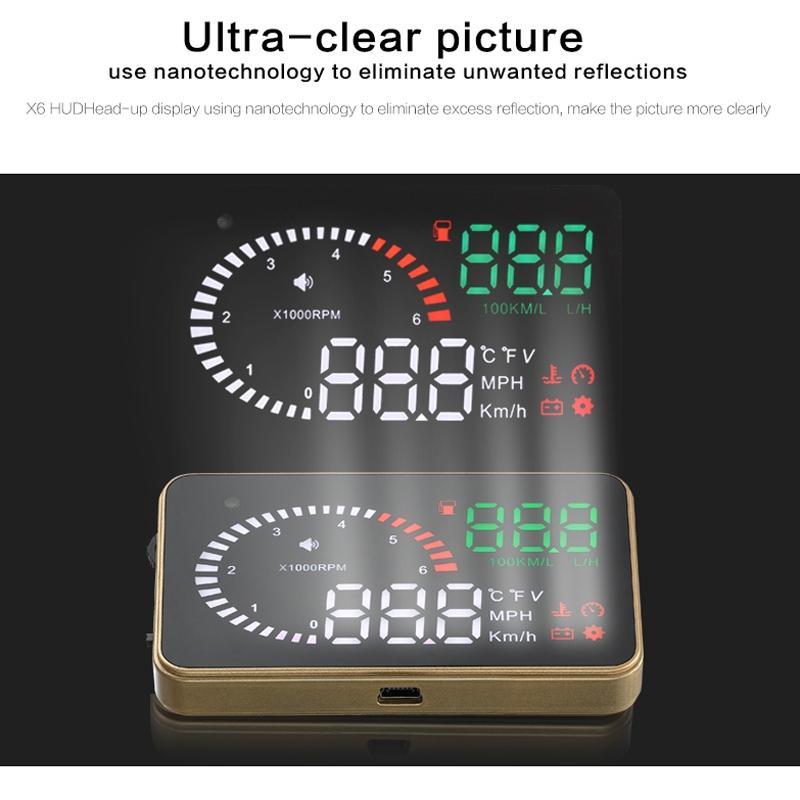 3.5 Inch Car Obdii / Euobd Hud Vehicle Mounted Head Up Display Speed Water Temp Alarm Fuel Battery 11