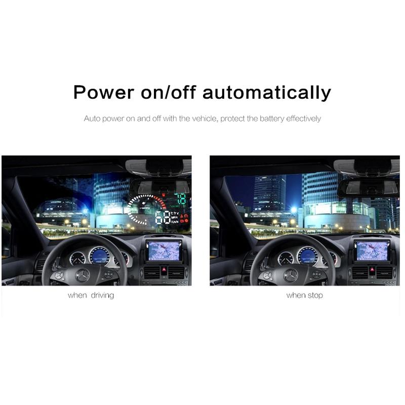 3.5 Inch Car Obdii / Euobd Hud Vehicle Mounted Head Up Display Speed Water Temp Alarm Fuel Battery 13
