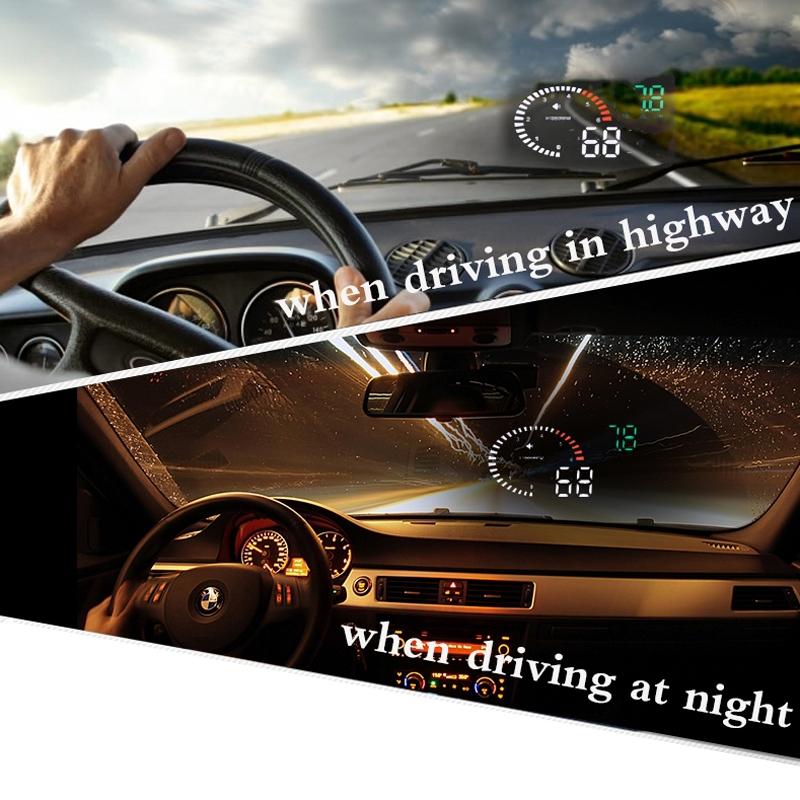 3.5 Inch Car Obdii / Euobd Hud Vehicle Mounted Head Up Display Speed Water Temp Alarm Fuel Battery 15