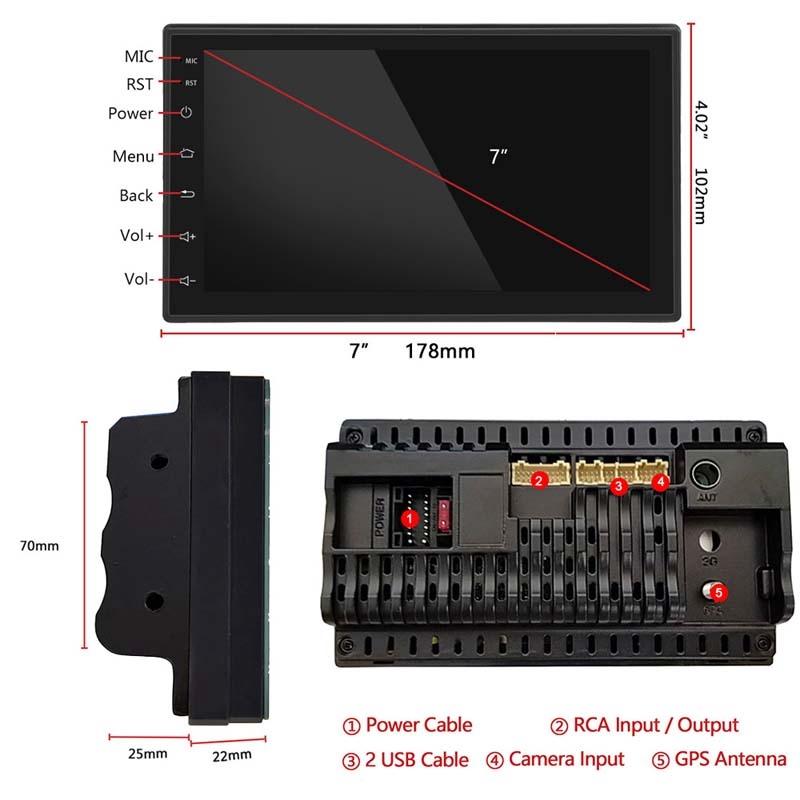 7 Inch Android Navigation Wifi Car Mp5 Player 1 + 32G Gps Bluetooth 2.5D Screen Standard + 12Lights Camera 5