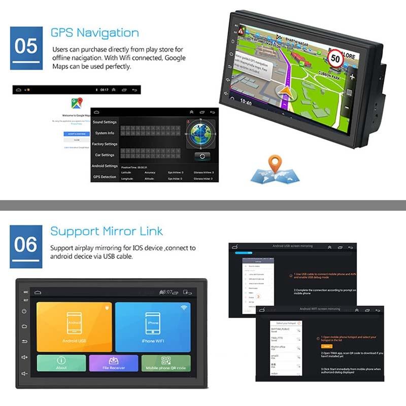 7 Inch Android Navigation Wifi Car Mp5 Player 1 + 32G Gps Bluetooth 2.5D Screen Standard + 12Lights Camera 9