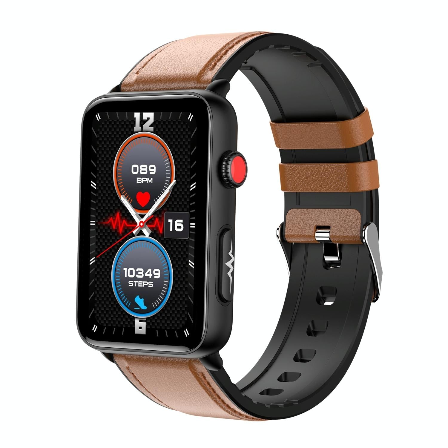 Bluetooth Smart Watch With Ecg Temperature And Heart Rate - Black Leather 5