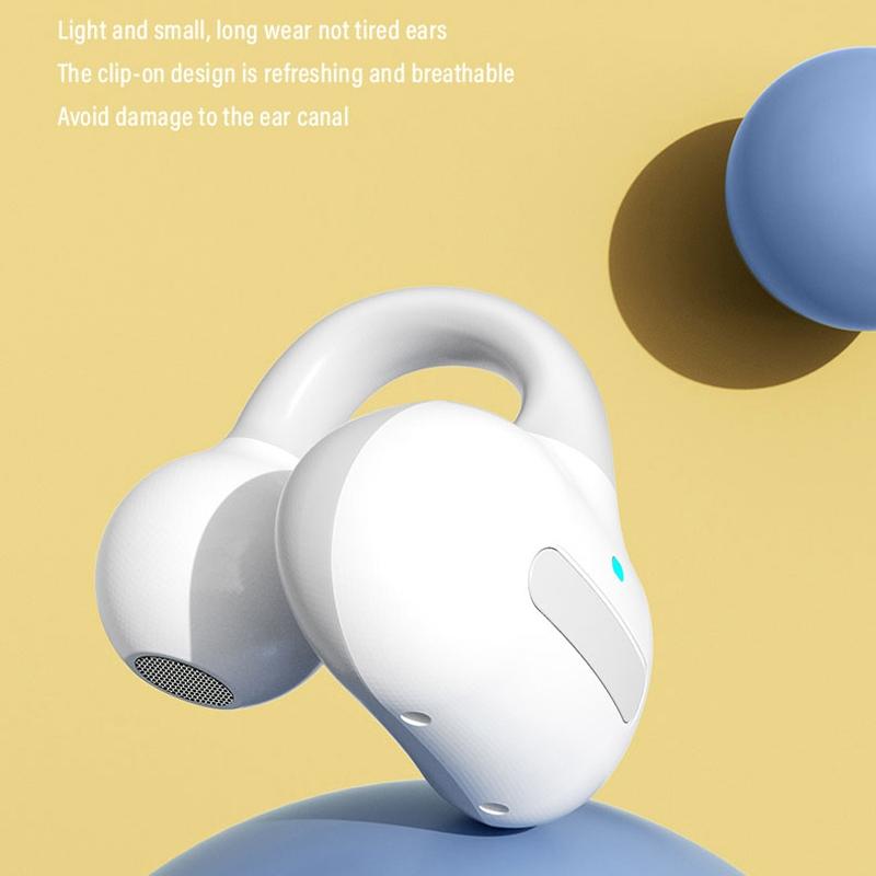 Touch Bone Conduction Bluetooth Earphone with Charging Warehouse - Ear Clip Type - Blue 9