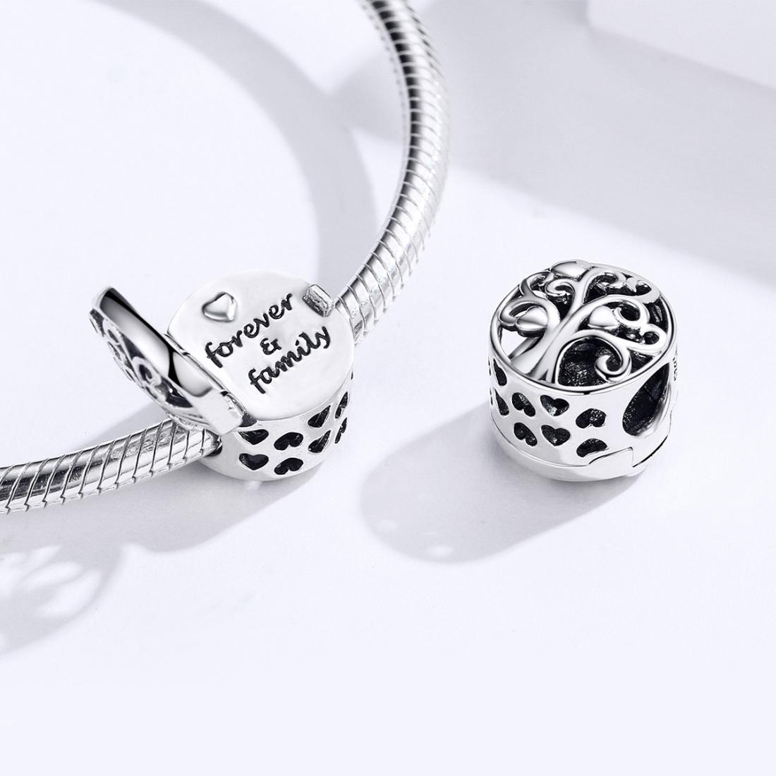 925 Sterling Silver Openable Family Tree Beaded Bracelet 7