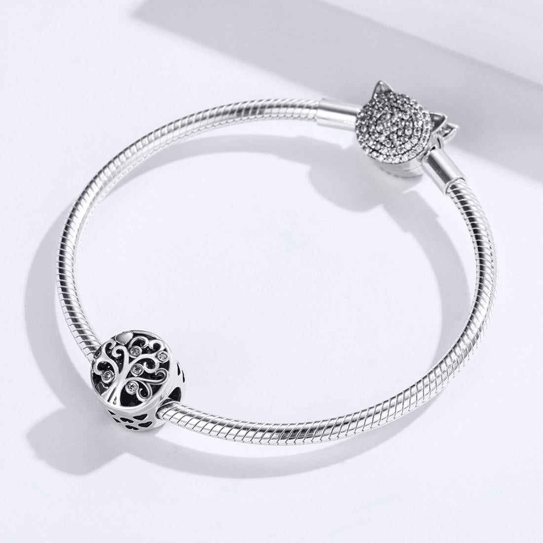 925 Sterling Silver Openable Family Tree Beaded Bracelet 8